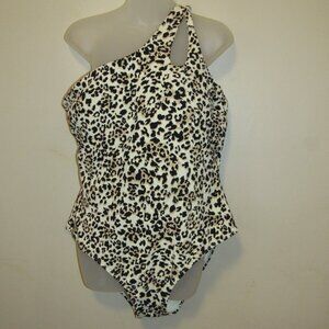 Ibiza Swimwear Leopard Cheetah Animal Print One Shoulder Swim Suit Plus sz 3X